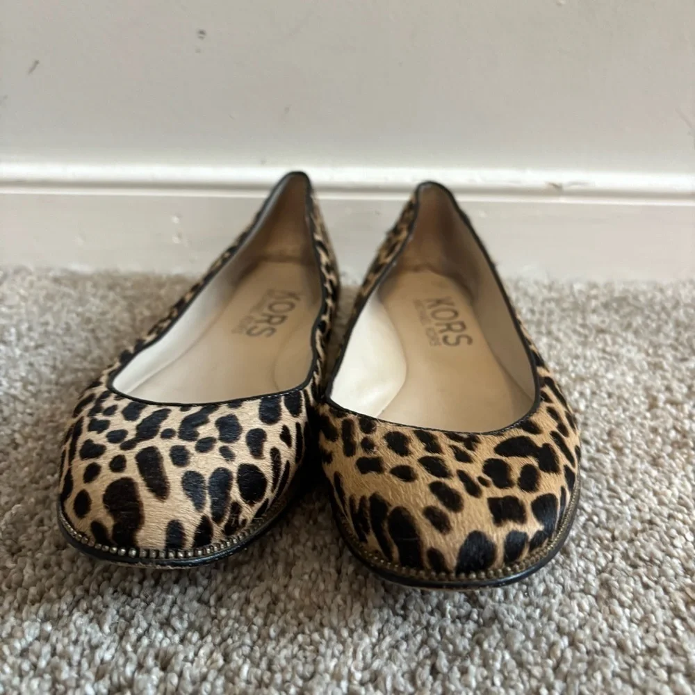 Michael Kors Calf-Hair Leopard Print Ballet Flats 6M Real Leather